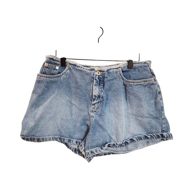 Vintage 90s R21 Jeans High-Waisted Distressed Denim Shorts Womens L Blue - Picture 1 of 3